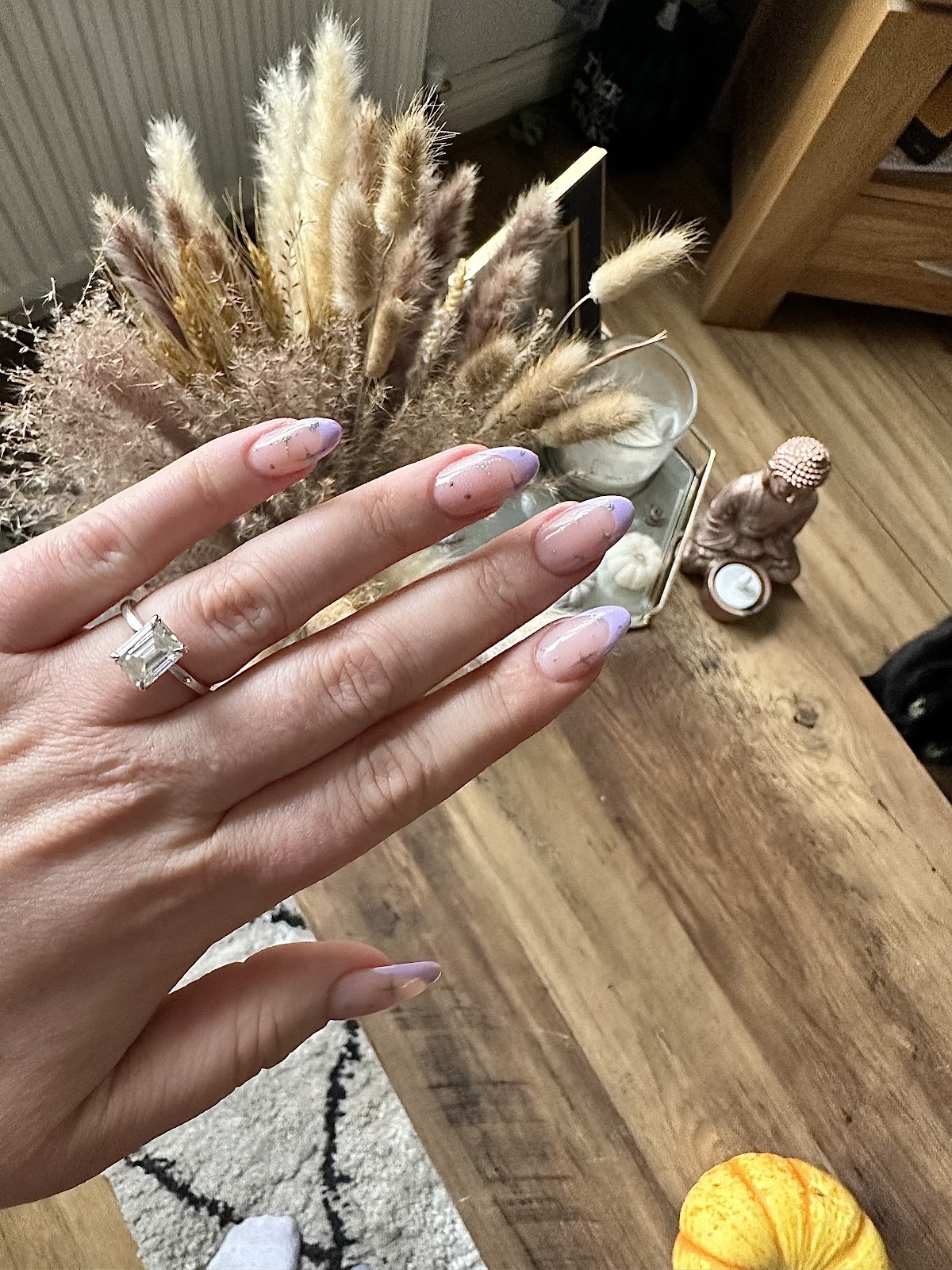Lilac ombré French almond nails